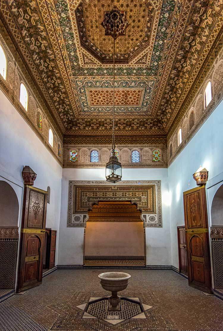 Bahagian dalam Istana Bahia Muslim di Marrakesh, Maghribi