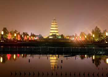 Kecantikan Big Goose Pagoda Pada Waktu Malam