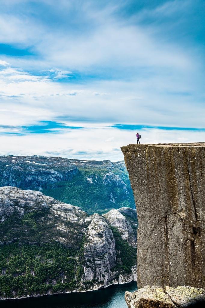 Preikestolen or Prekestolen, also known by the English translations of Preacher's Pulpit or Pulpit Rock, is a famous tourist attraction in Forsand, Ryfylke, Norway