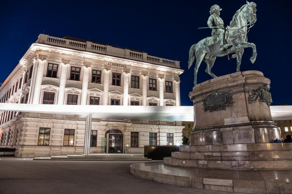 Albertina museum in Vienna, Austria at night