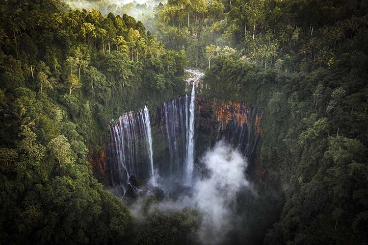 View of Tumpak Sewu Waterfalls, Indonesia