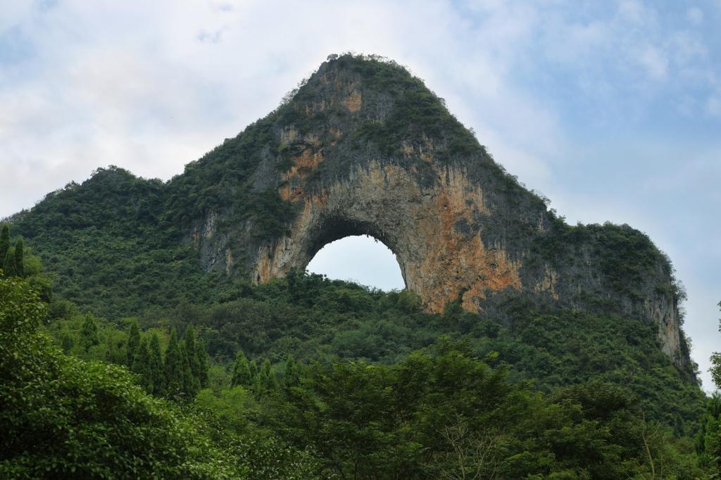 Formation known as Moon hill in Yangshuo, Guanxi province, China