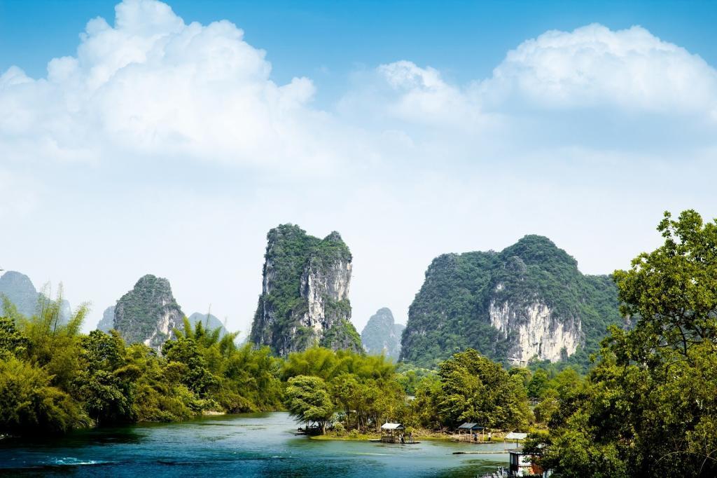 beautiful pastoral landscape in yulong river ,yangshuo,China
