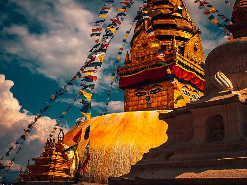 Swayambhunath stupa Eye Buddha di Kathmandu Nepal