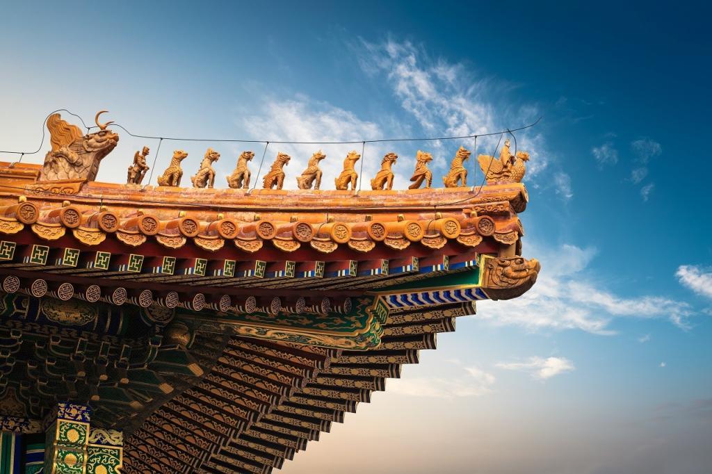 the eaves of forbidden city on the hall of supreme harmony ,the highest level of ancient architectural style in China.