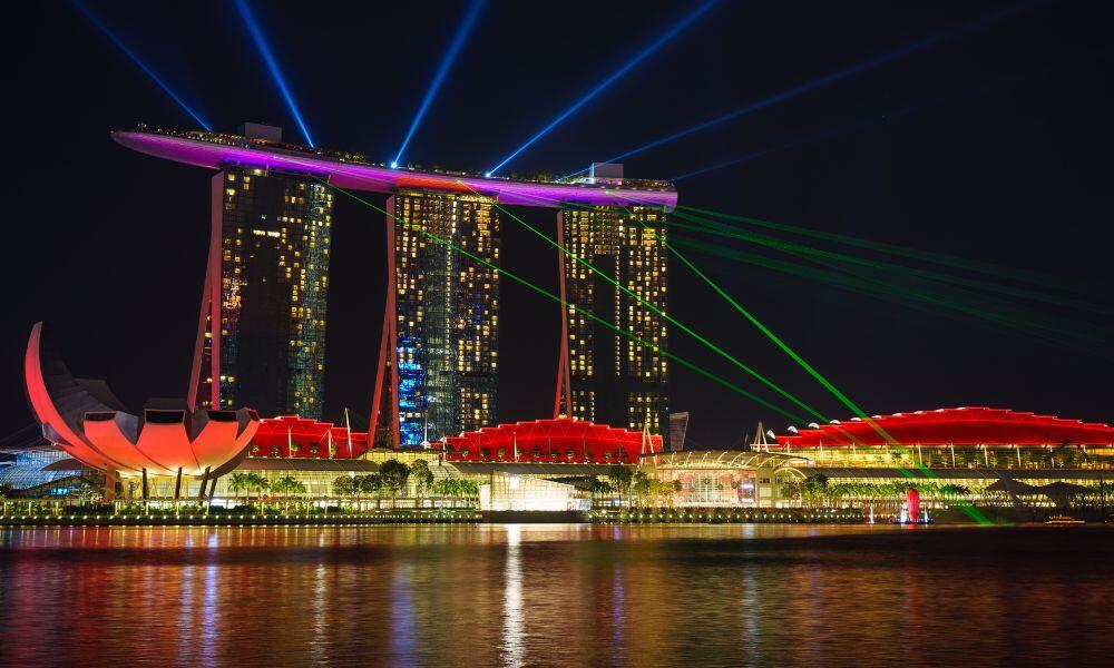 Marina Bay Sands light show night
